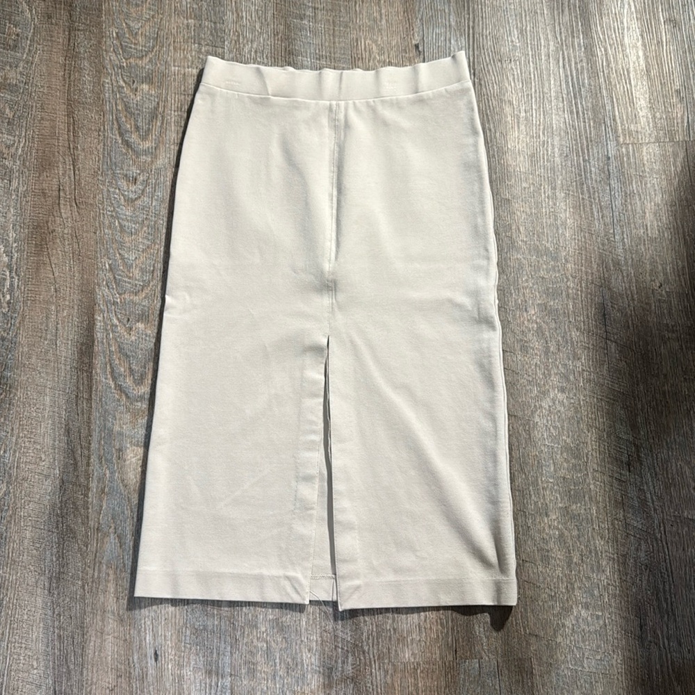 Jones New York JNY Elegant Cream Khaki Neutral Bodycon Career Midi Skirt Medium